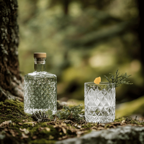 by.annie.n_cocktail_glass_and_gin_bottle_in_the_woods_ - v_6.1_927dd4e5-45d4-4b2f-9c8f-a1dae4b8e65c
